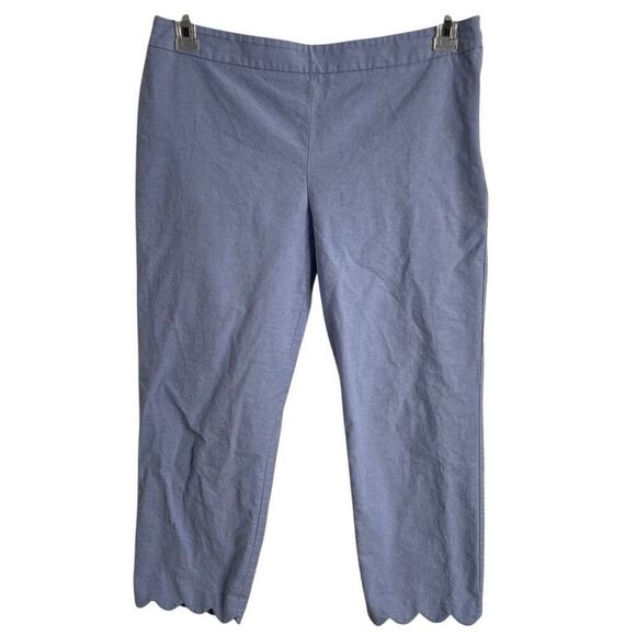 Talbots Womens Chatham Crop Pant 6 Scalloped Hem Blue Flat Front Work Side Zip - Picture 1 of 7